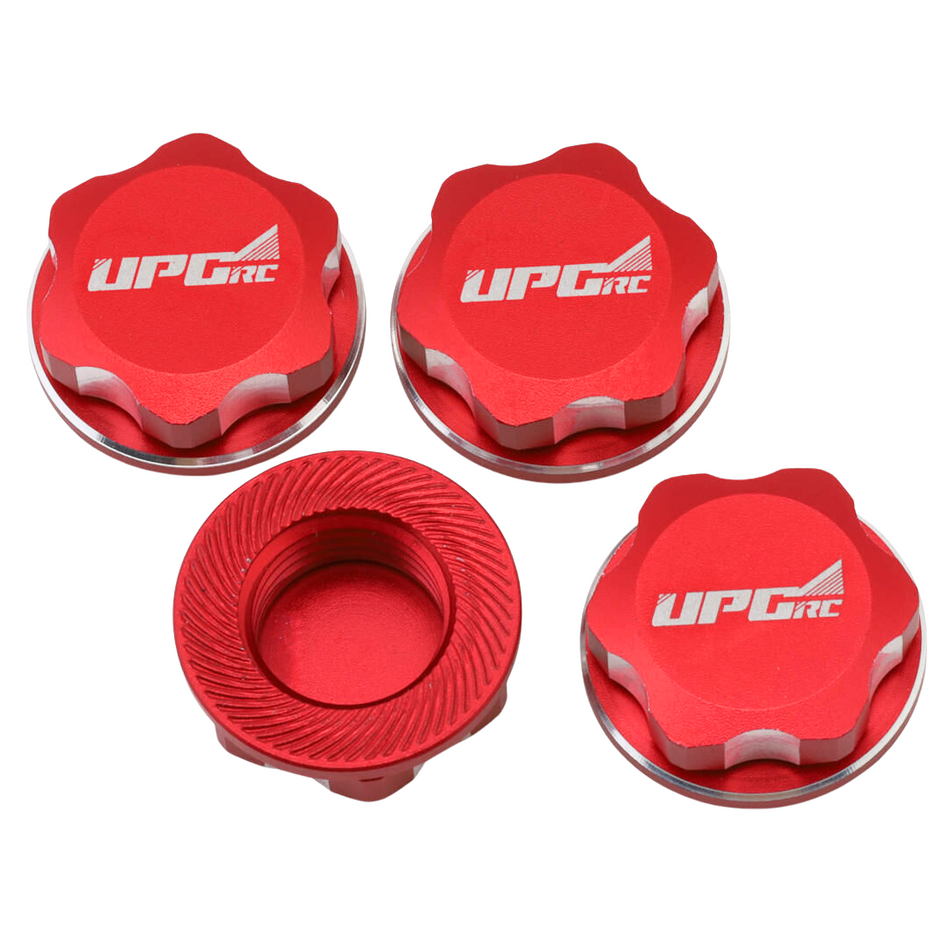 UpGrade RC Aluminum 17mm Serrated Wheel Nuts Red Coarse Thread UPG-11009