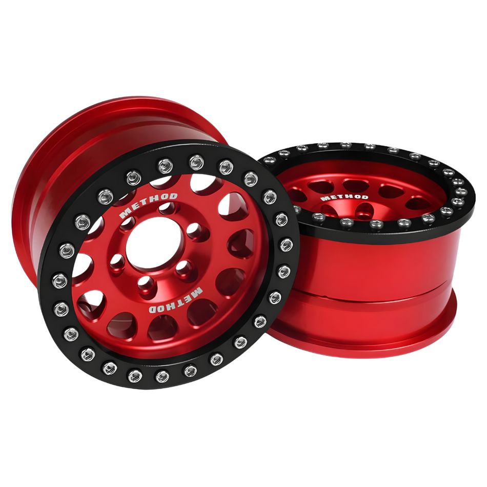 Vanquish 1.9" Method 105 Beadlock Crawler Wheels (Red) Anodized (2) VPS07918