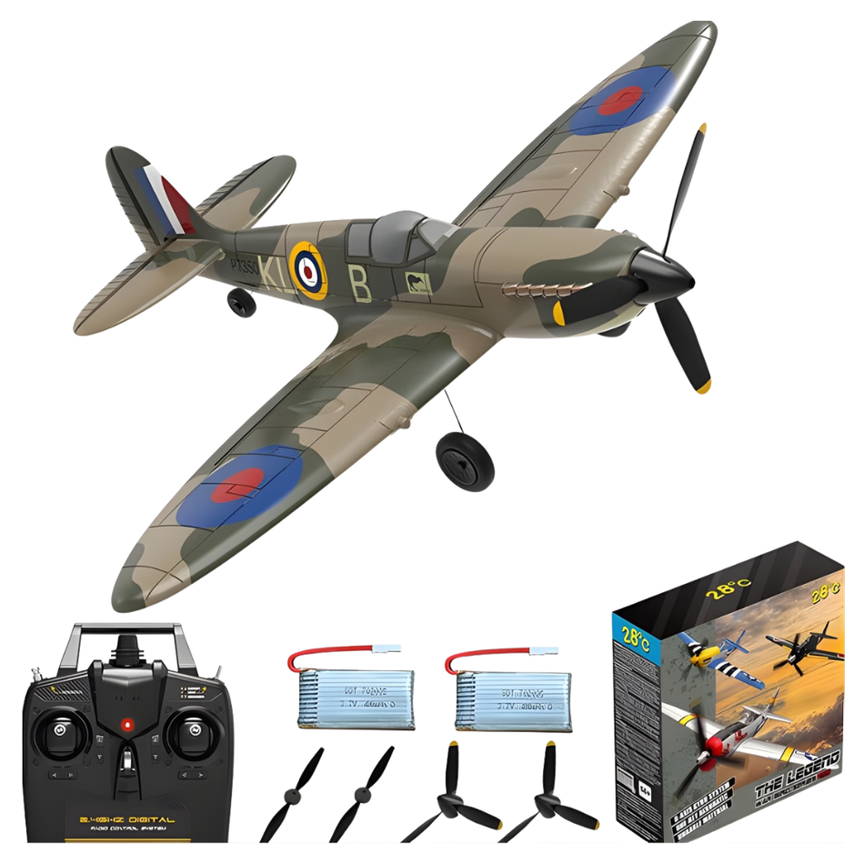 Volantex Spitfire 400mm RTF RC Plane Gyro 2 Batteries FX-76112R-2B