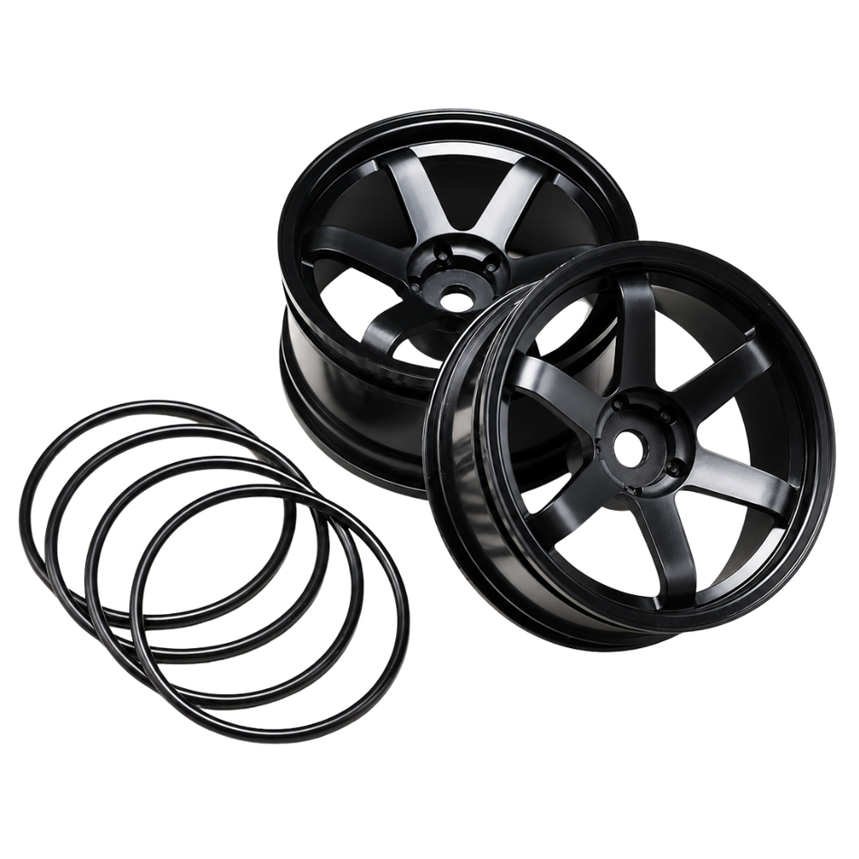 Yokomo Rays TE-37 Drift Wheel 6 Spoke Black Offset 7mm TW-5313B7