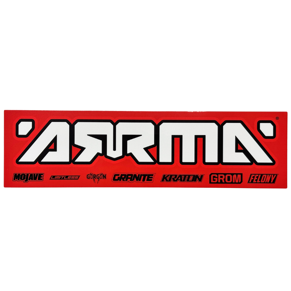 OZRC Arrma RC Modern Style Bumper Sticker 28cm x 7.5cm Large Size Red Design