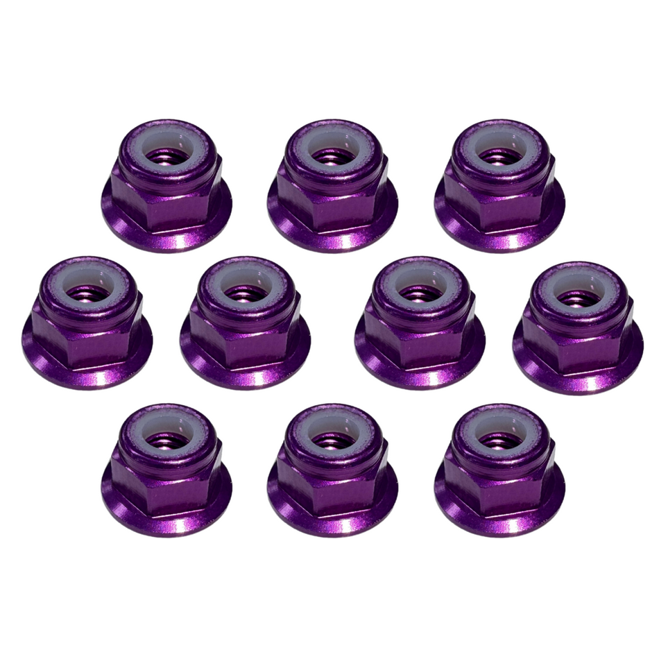 4mm Alloy Nylon Nut Flanged Purple QW00317PURPLE