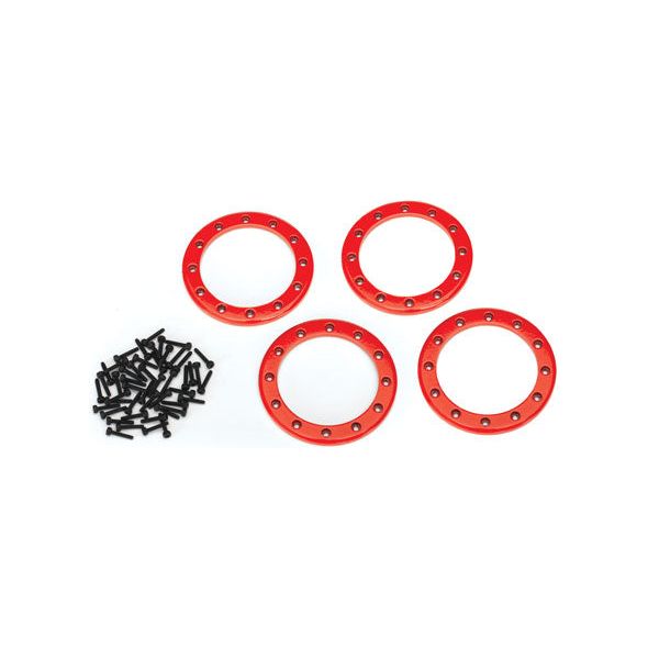 Traxxas Beadlock Rings, Red (2.2") (Aluminum) (4)/ 2x10 CS (48) 8168R