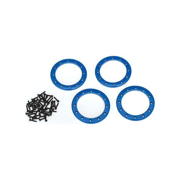 Traxxas Beadlock Rings, Blue (2.2") (Aluminum) (4)/ 2x10 CS (48) 8168X