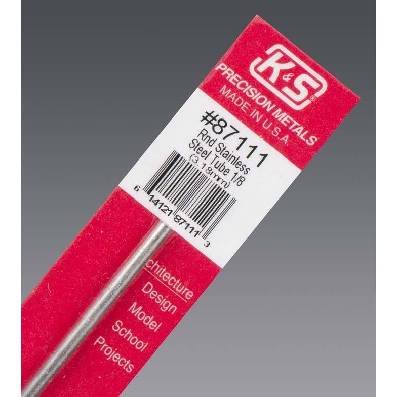 K&S Metals 87111 1/8 X 12in Stainless Steel Round Tube (Each)