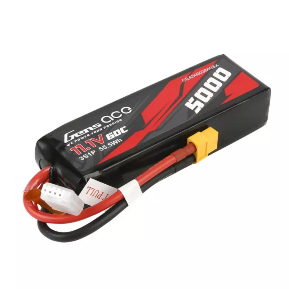 Gens Ace 5000mAh 11.1V 60C 3S LiPo Battery Pack XT60 & Traxxas GEA50003S60SX