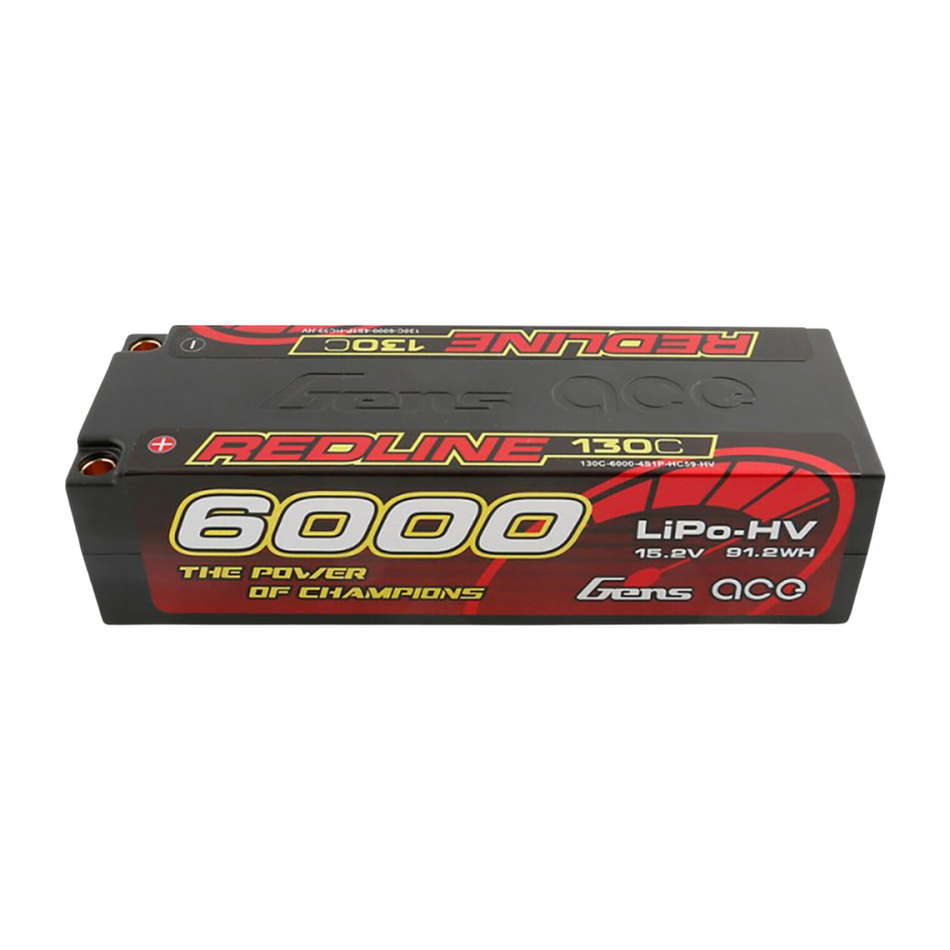 Gens Ace Redline 6000mAh 4s 15.2V 130C LiPo Battery Pack w/ 5mm Bullets