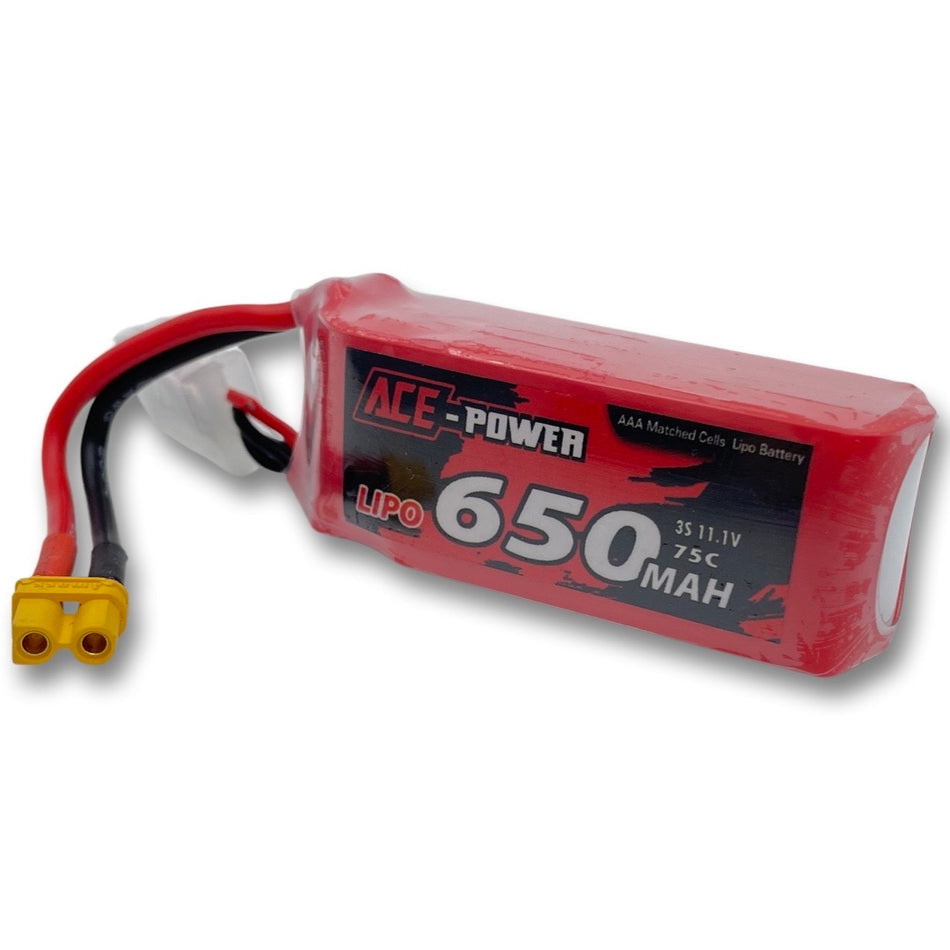 ACE-POWER 3S 11.1v 650mAh 75C LiPo Battery XT60 Connector