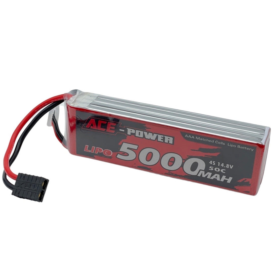 Ace Power 4S 5000mAh 14.8v 50C LiPo Battery Traxxas TRX Connector