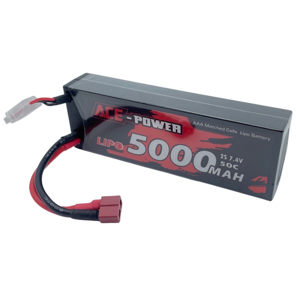 Ace Power 2S 7.4v 5000mah 50C Hard Case LiPo Battery Deans Connector