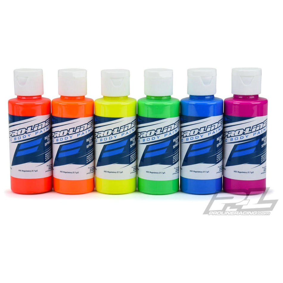 PROLINE POLYCARBONATE RC BODY PAINT - FLUORESCENT COLOR SET - 6 PACK - PR6323-03