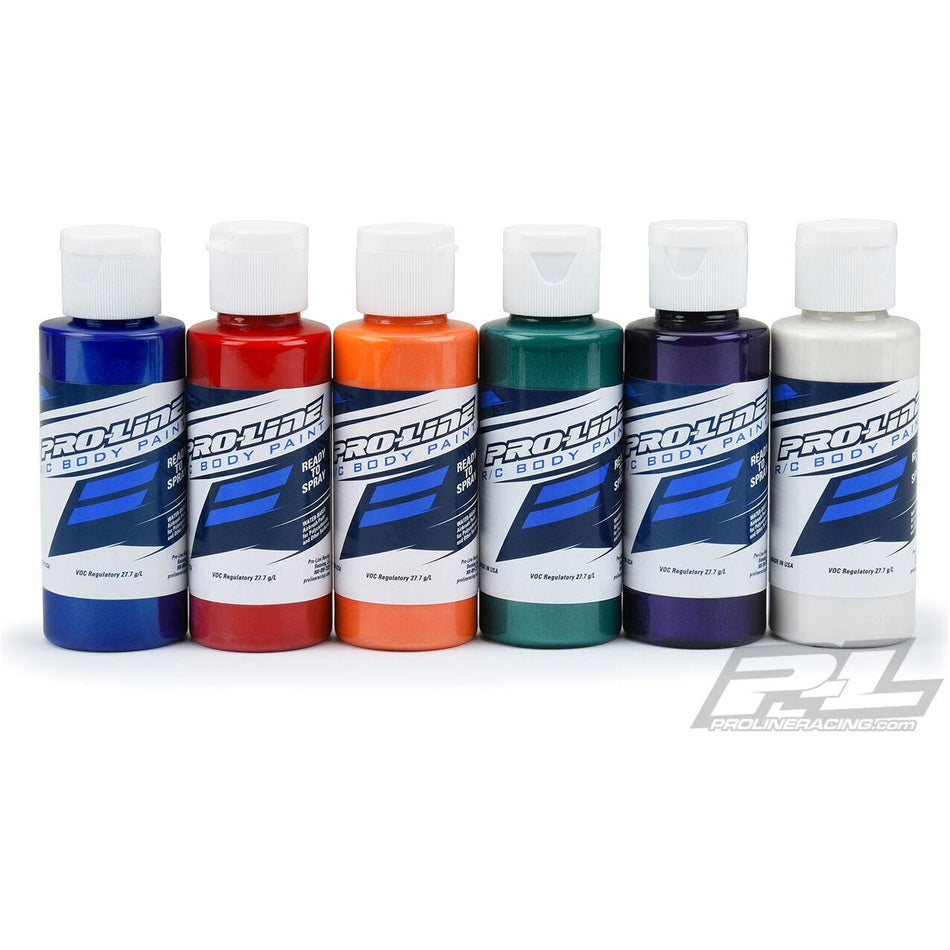 PRO-LINE RC BODY PAINT ALL PEARL SET (6 PACK) - PEARL BLUE, PEARL RED, PEARL ORANGE, PEARL GREEN, PEARL PURPLE, PEARL WHITE - PR6323-06