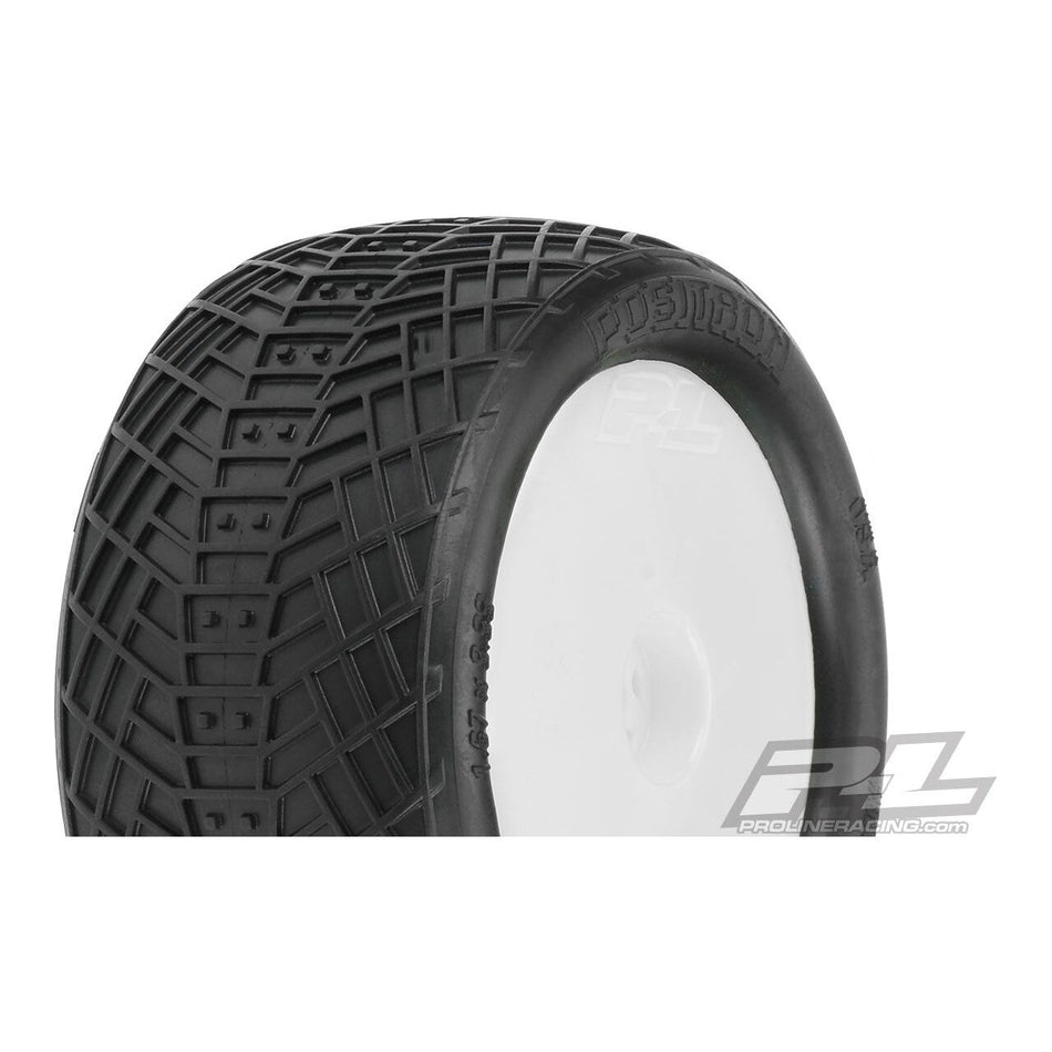 Positron 2.2" MC (Clay) Off-Road Buggy Tires Mounted for 1:10 Buggy Rear, on Velocity Hex Rear White Wheels - PR8256-13