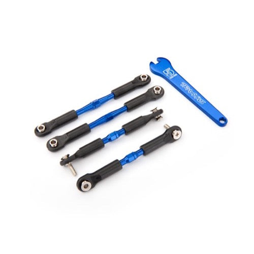 Traxxas 3741A Front 39mm and Rear 49mm Turnbuckles Aluminium with Camber Links Assembled Blue
