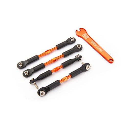 Traxxas 3741T Front 39mm and Rear 49mm Turnbuckles Aluminium with Camber Links Assembled Orange