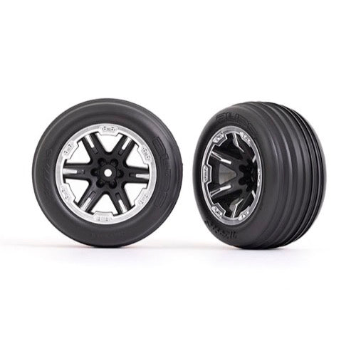 Traxxas 3771X Ribbed Tyres and RXT Black and Chrome Wheels 2.8 inch Assembled and Glued (4WD electric f ront/rear, 2WD electric f ront only ) 2pc