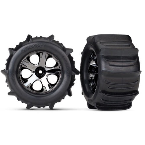 Traxxas Paddle 2.8 inch Tyres and All-Star Black Chrome Wheels TSM-Rated  2pc 4175
