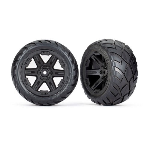 Traxxas 6768 Anaconda Rear Tyres and RXT Black 2.8 inch Wheels TSM Rated Assembled and Glued 2pc