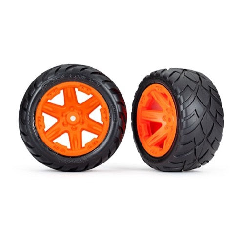Traxxas 6768A Tyres and Wheels Assembled and Glued 2.8 inch (RXT orange wheels, Anaconda tires, foam inserts) (2WD electric rear) (2) (TSM¬Æ rated)