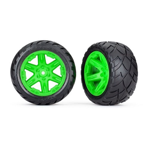 Traxxas 6768G Tyres and Wheels Assembled and Glued 2.8 inch (RXT green wheels, Anaconda tires, foam inserts) (2WD electric rear) (2) (TSM¬Æ rated)