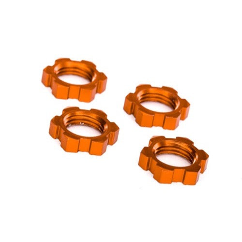 Traxxas 7758T Wheel Nuts Splined 17mm Serrated 4pc Orange Anodised