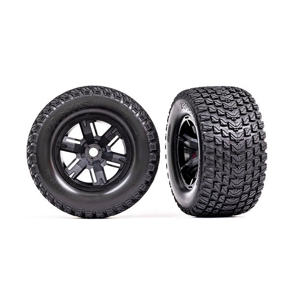 Traxxas 7877 Gravix Tyres and Wheels Assembled Left and Right Black