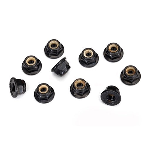 Traxxas 8347 Flanged Nylon Locking Nuts 4mm Black 10pc
