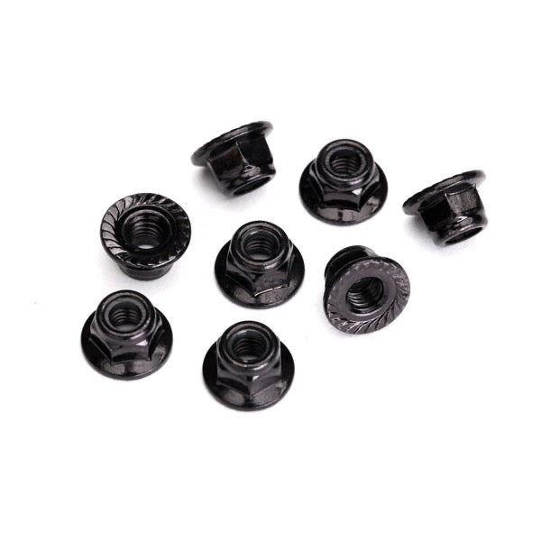 Traxxas 8447 Nuts 5mm Flanged Nylon Locking Steel Black Serrated 8pc
