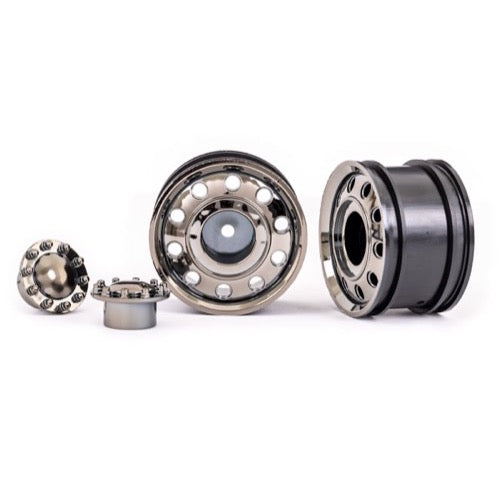 Traxxas 8876 Front TRX-6 Big Rig 2.2 inch Black Chrome Wheels and Center Caps Black Chrome 2pc