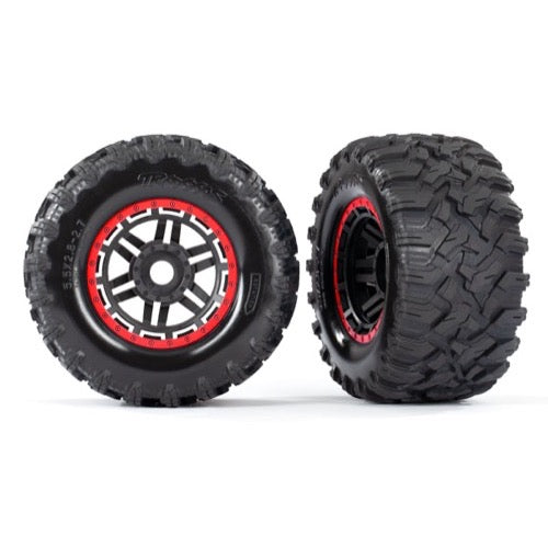 Traxxas 8972R T and W Assembled Black Blue Beadlock Style Wheels