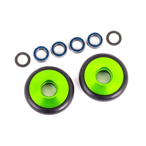 Traxxas 9461G Wheelie Bar Wheels 6061-T6 Aluminium Green 2pc