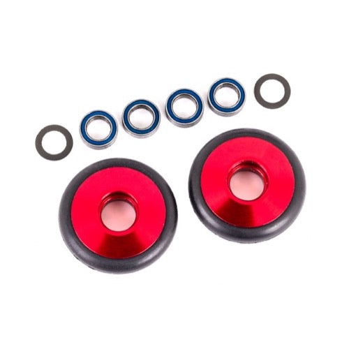 Traxxas 9461R Wheelie Bar Wheels 6061-T6 Aluminium Red 2pc