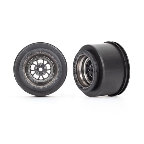 Traxxas 9473A Rear Weld Satin Black Chrome Wheels 2pc