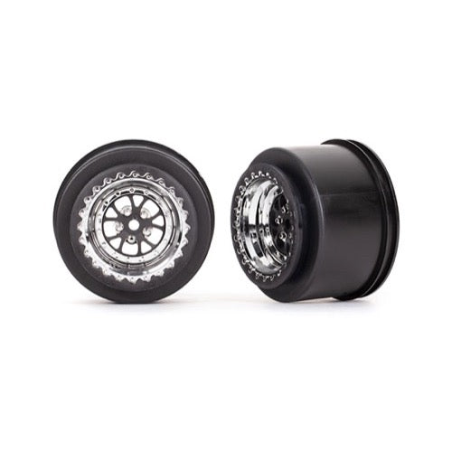 Traxxas 9473R Rear Weld Chrome with Black Wheels 2pc