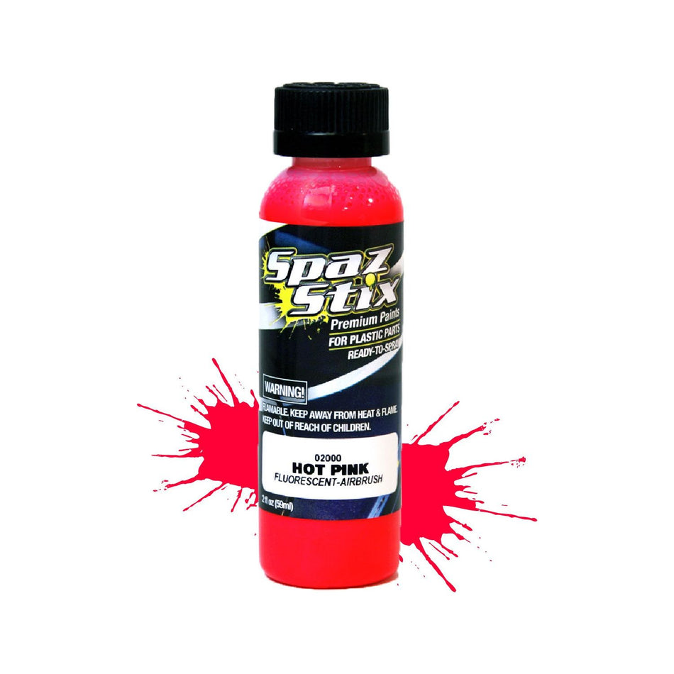 Spaz Stix Hot Pink Fluorescent Airbrush Ready Paint, 2oz 59ml Bottle SZX02000