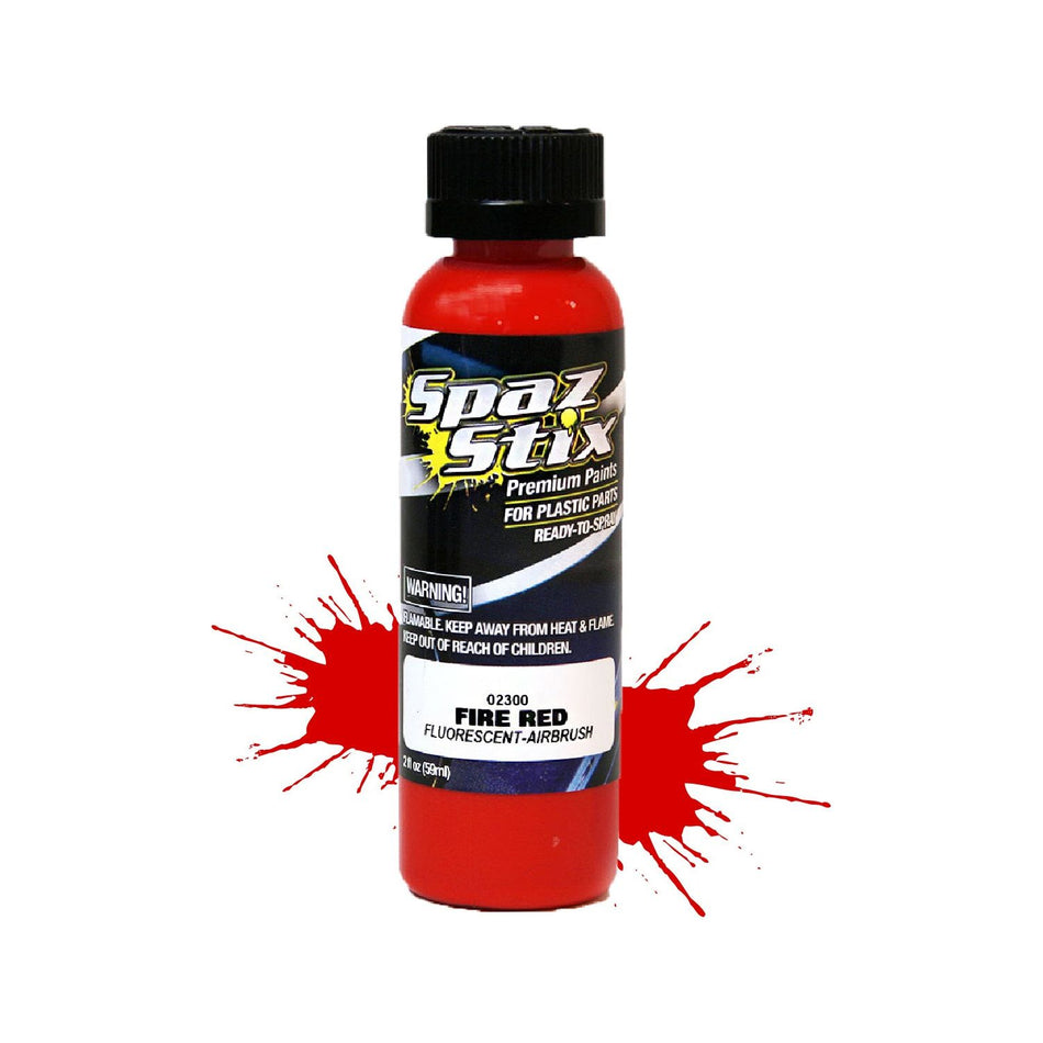 Spaz Stix Fire Red Fluorescent Airbrush Ready Paint, 2oz 59ml Bottle SZX02300