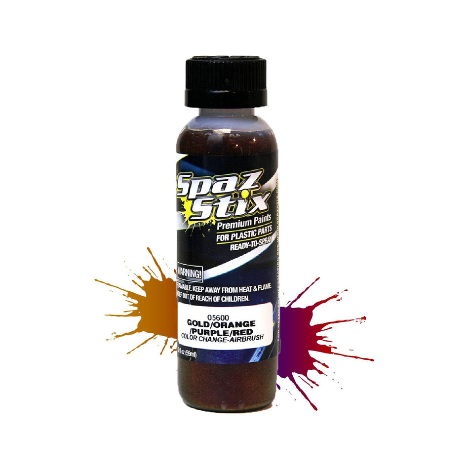 Spaz Stix Color Change Airbrush Ready Paint, Gold/Orange/Purple/Red, 2oz 59ml Bottle SZX05600