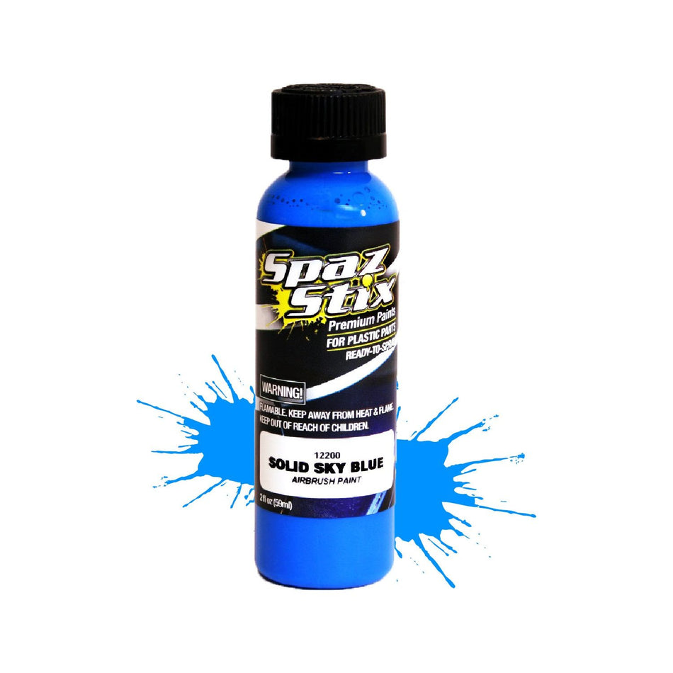 Spaz Stix Solid Sky Blue Airbrush Ready Paint, 2oz 59ml Bottle SZX12200