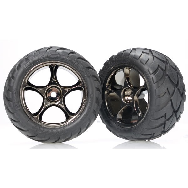 Traxxas 2478A Anaconda Tyres with Tracer 2.2in Black Chrome Wheels (assembled glued) (rear)
