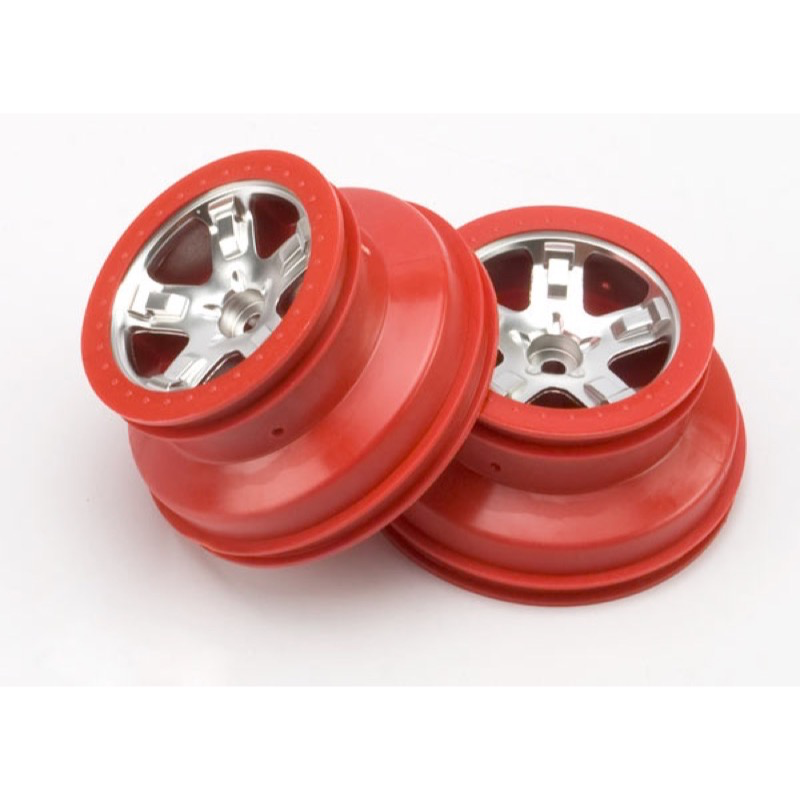 Traxxas 5874A Wheels SCT Satin Chrome Red 2pcs